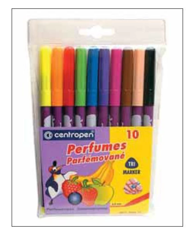 Test parfémovaných fixů.<br>
Fig. 1. Odorized markers test.