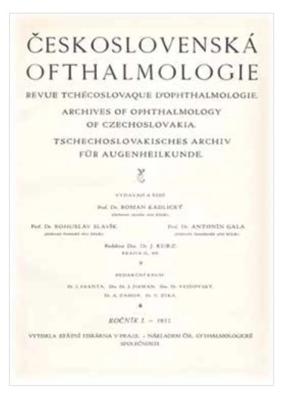 Československá oftalmologie, Ročník
1/1933