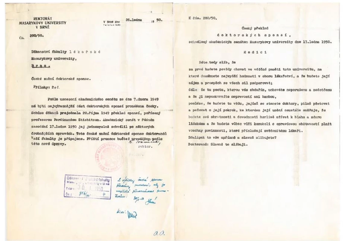 Upravený překlad sponze MU z roku 1950