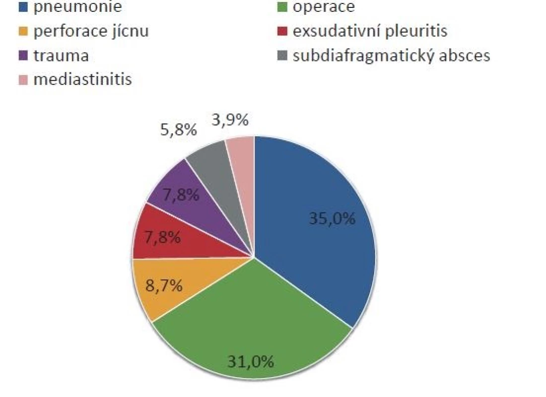 Příčiny vzniku emypému<br>
Graph 1: Causes of empyema