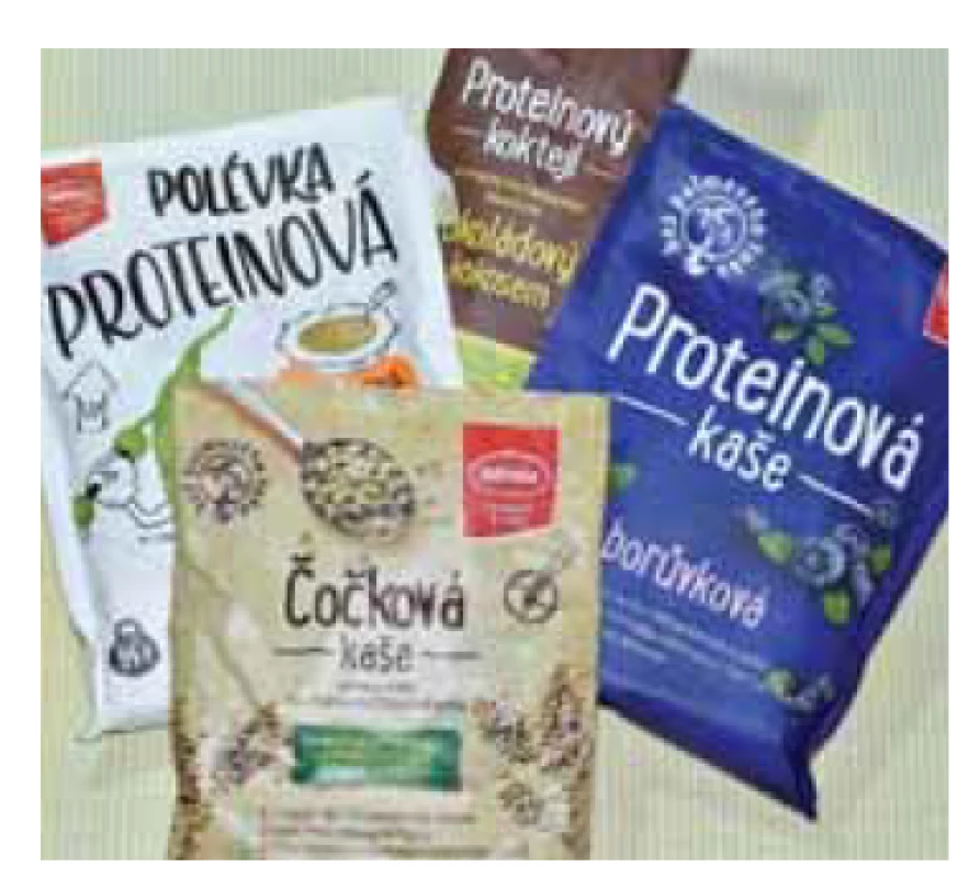 Ukázka instantních potravin
se zvýšeným obsahem bílkovin (foto
autor).<br>
Fig. 2. Sample of instant foods with increased
protein content (photo by the
author).