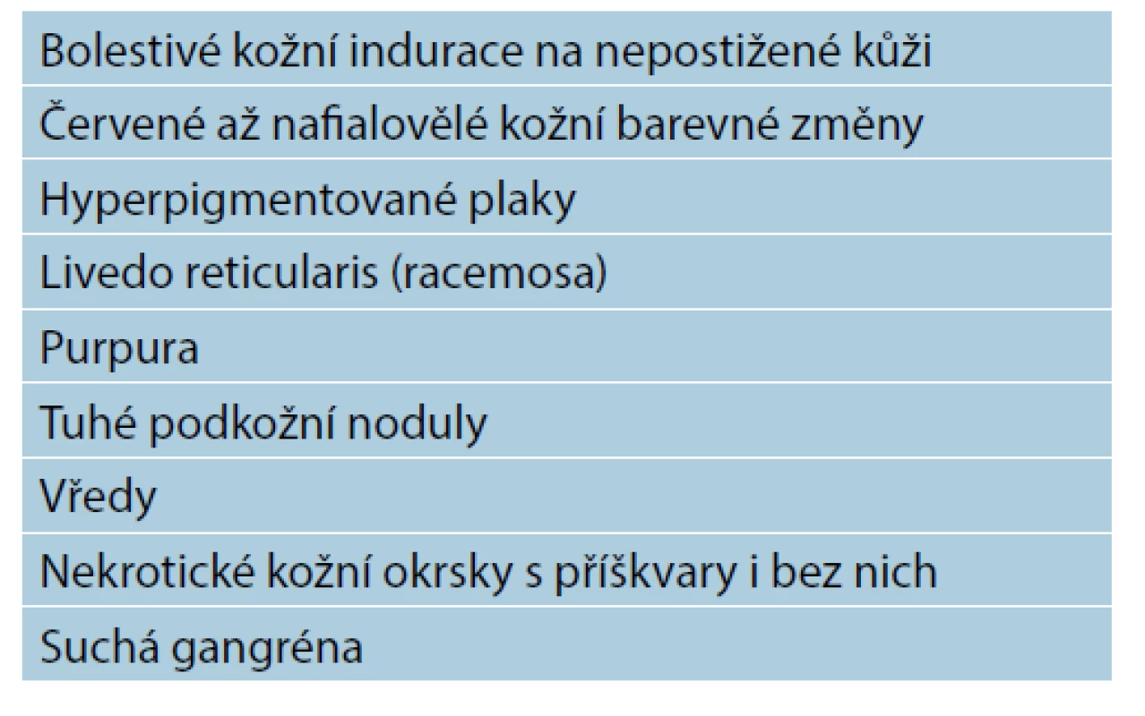 Charakteristické léze u pacientů s kalcifylaxí