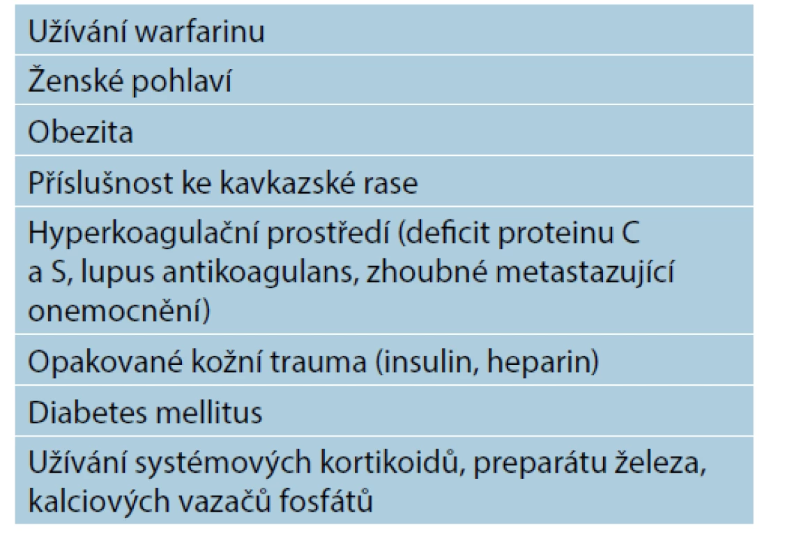 Rizikové faktory pacienta s kalcifylaxí
neuremického typu