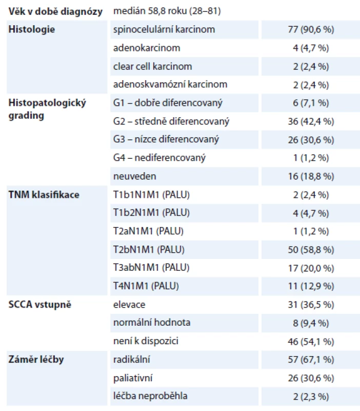 Charakteristika souboru pacientek (N = 85).