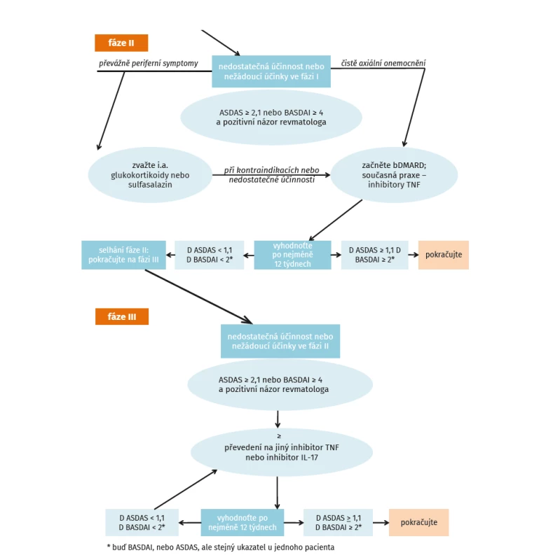Algoritmus léčby dle ASAS-EULAR (dle van der Heijde D, et al. Ann Rheum Dis 2017; 76: 978–991)