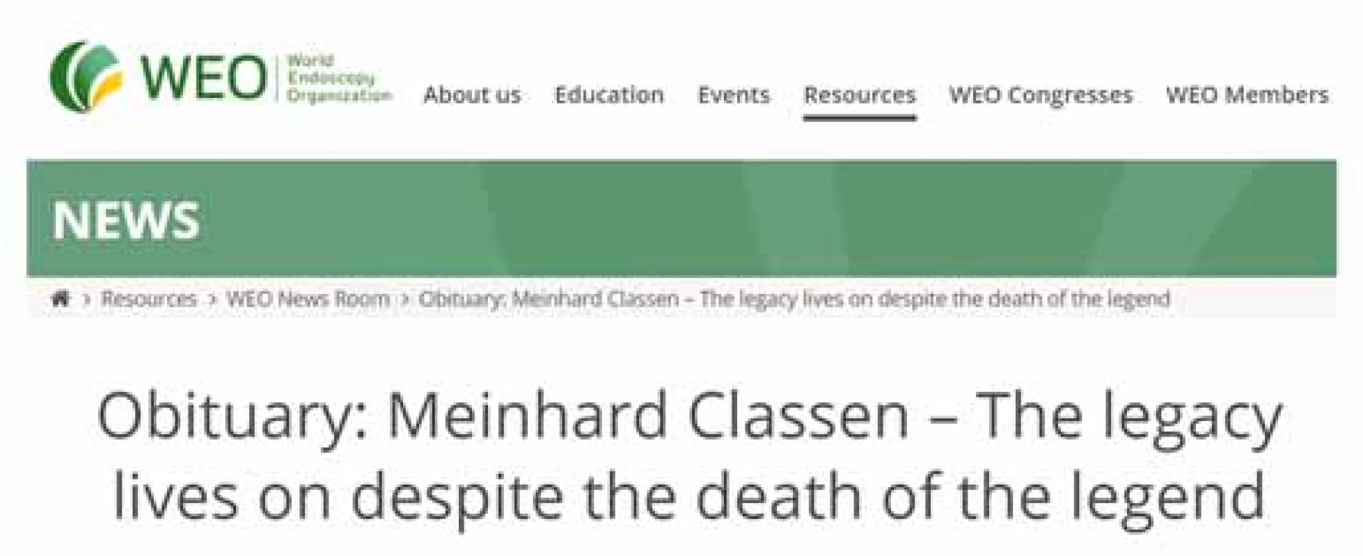 Prof. Meinhard Classen zemřel. Titulek jednoho z
mnoha nekrologů, které vyšly ve významných periodicích.