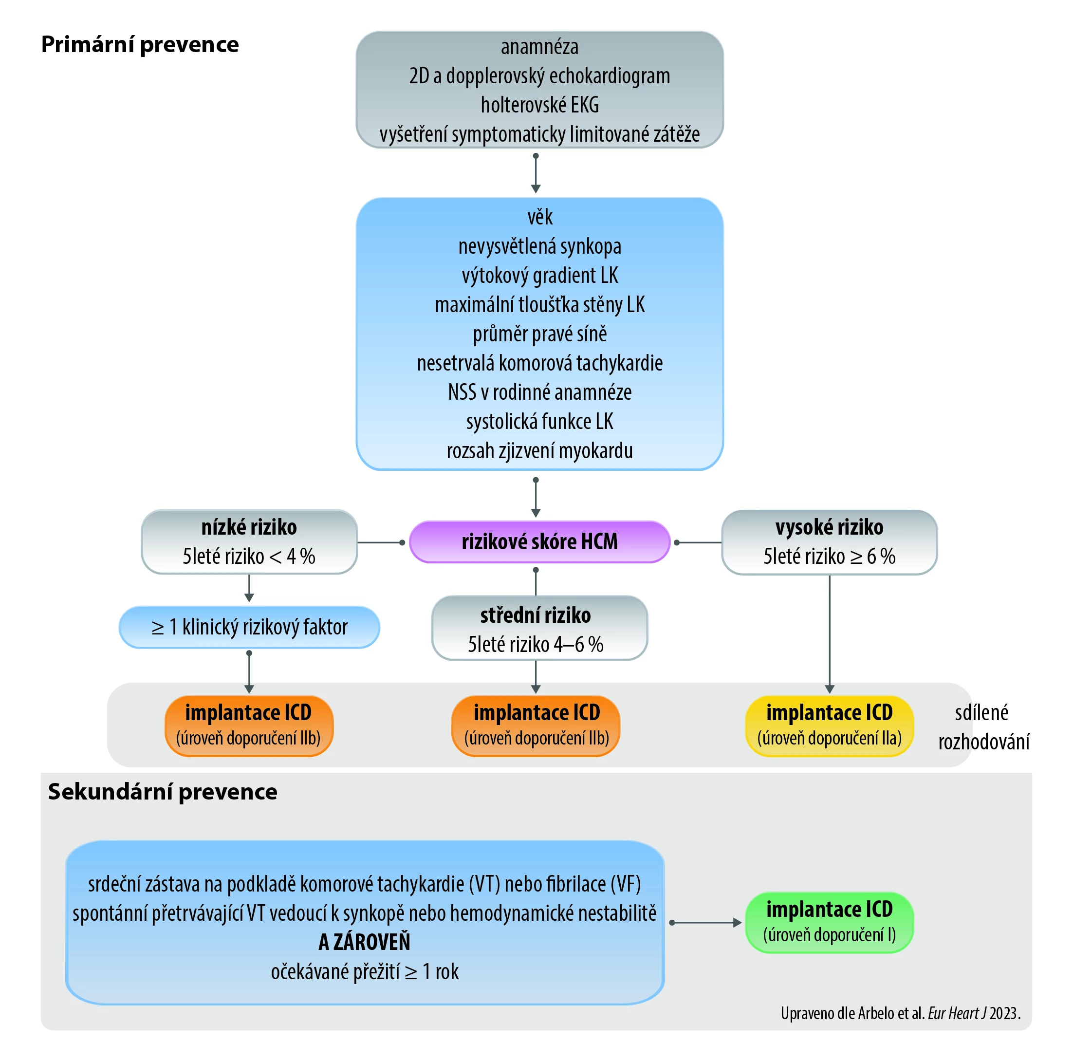 Stratifikace rizika a prevence NSS podle guidelines ESC 2023 HCM